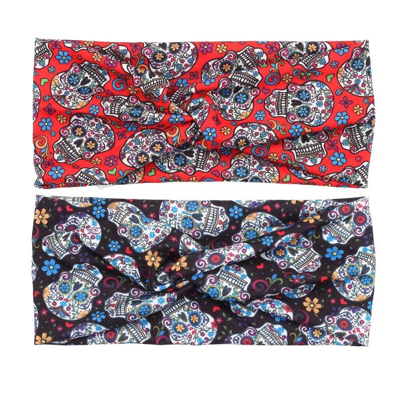 Halloween Skull Pattern Headband Cross Knot Hair Accessories