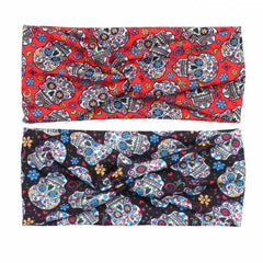 Halloween Skull Pattern Headband Cross Knot Hair Accessories