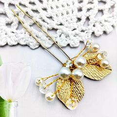Golden Leaf Hair Pin Bridal U shaped Pin Headdress Hair Accessories