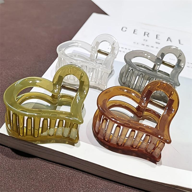 4pcs Heart Hair Claw Clips Acrylic Strong Hold Clip