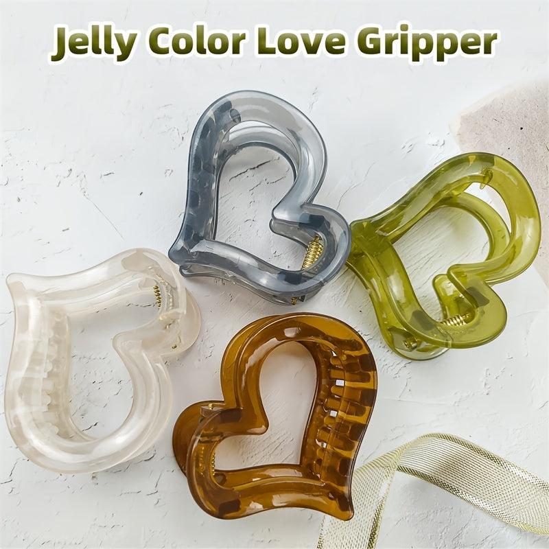 4pcs Heart Hair Claw Clips Acrylic Strong Hold Clip