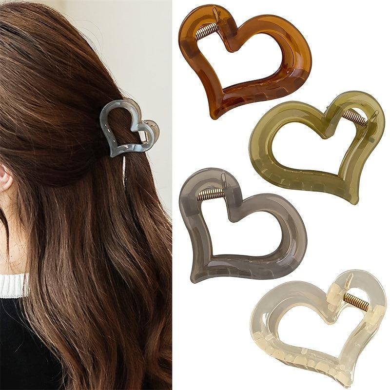 4pcs Heart Hair Claw Clips Acrylic Strong Hold Clip