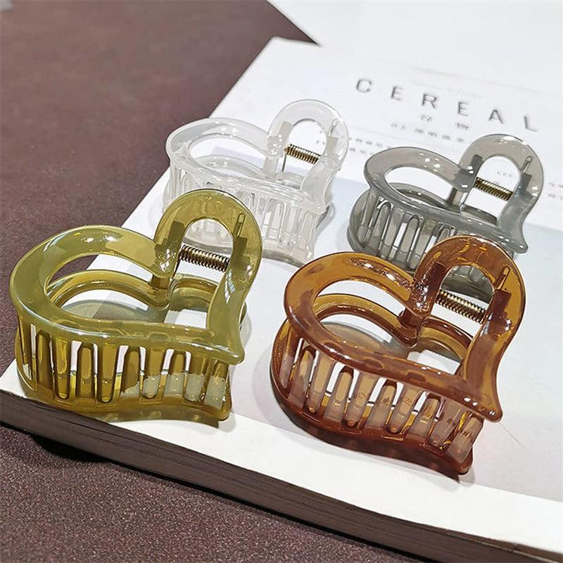 4pcs Heart Hair Claw Clips Acrylic Strong Hold Clip