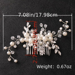 Vintage Style Faux Pearl Wedding Hair Comb with Rhinestones