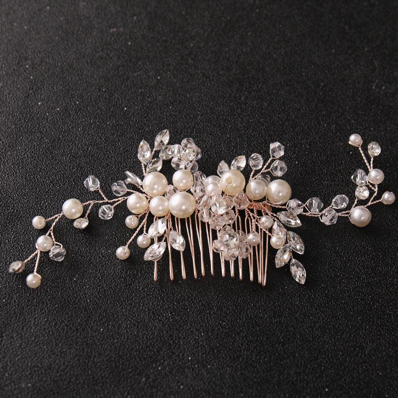 Vintage Style Faux Pearl Wedding Hair Comb with Rhinestones