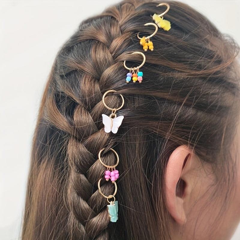 Butterfly Hair Ring for Dreadlock Braids Y2K Hair Accessories