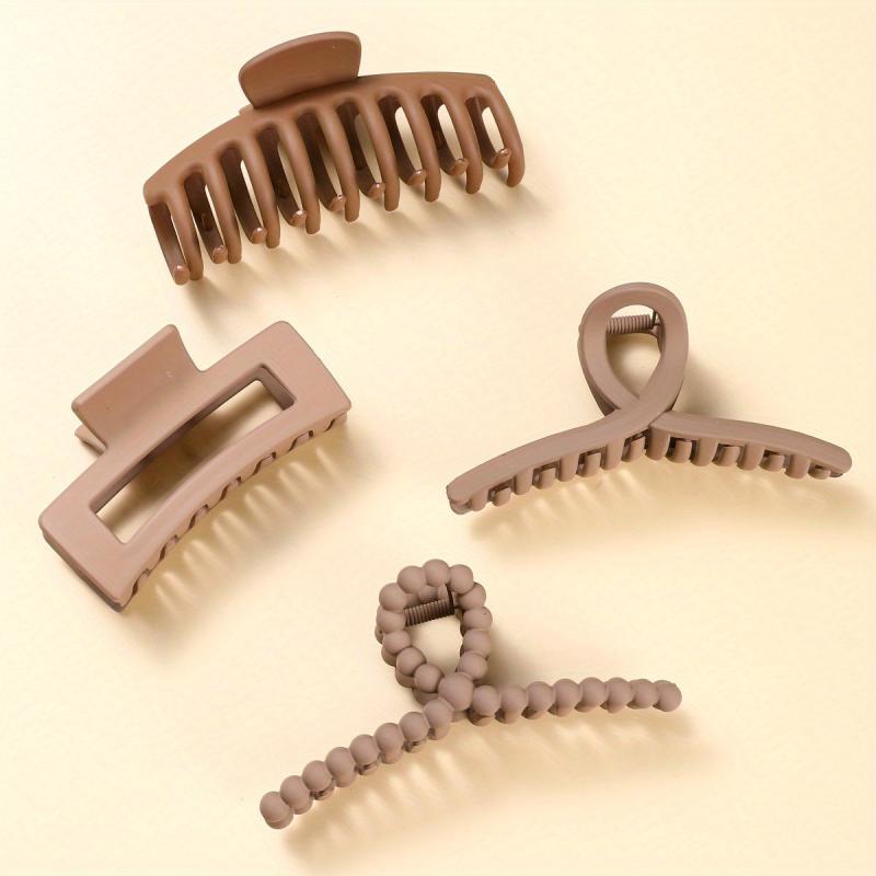 4pcs Solid Hair Claw Frosted Hair Clip Strong Clips Thin Thick Hair