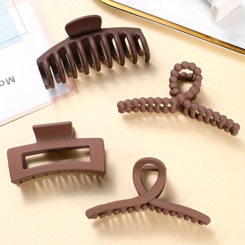 4pcs Solid Hair Claw Frosted Hair Clip Strong Clips Thin Thick Hair