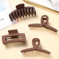 4pcs Solid Hair Claw Frosted Hair Clip Strong Clips Thin Thick Hair