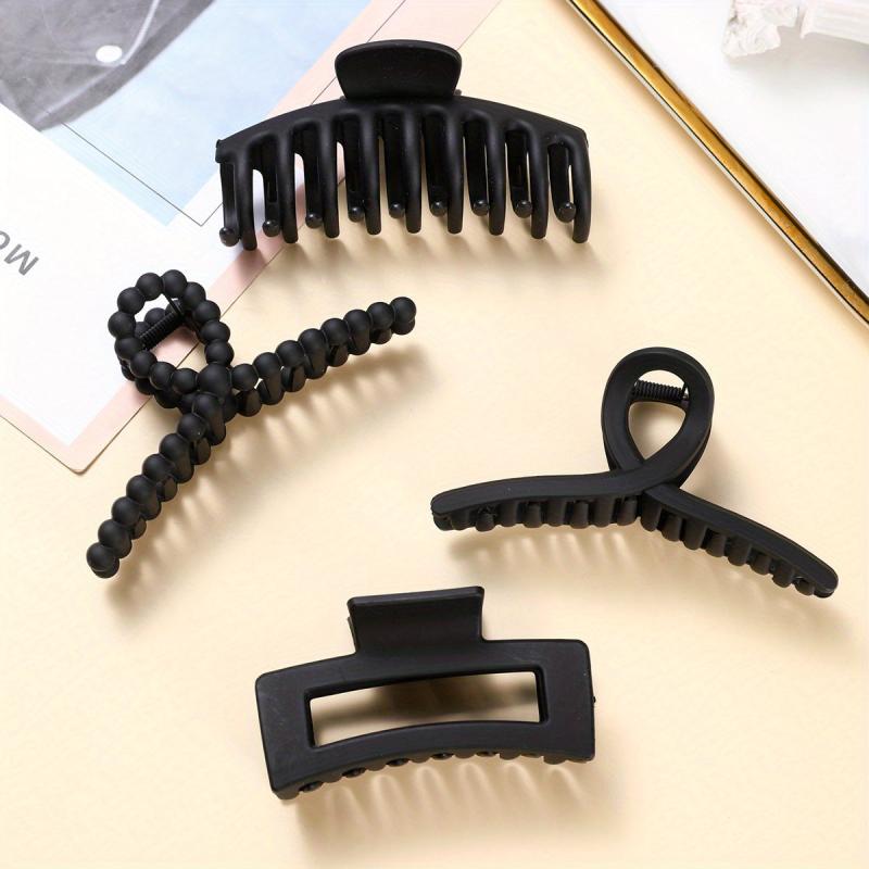 4pcs Solid Hair Claw Frosted Hair Clip Strong Clips Thin Thick Hair