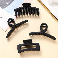4pcs Solid Hair Claw Frosted Hair Clip Strong Clips Thin Thick Hair