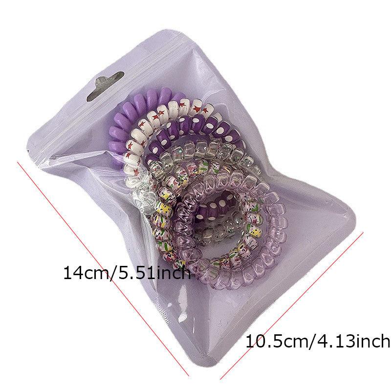 6pcs Floral Print Spiral Hair Tie Elastic Ponytail Holder Hair Accessories