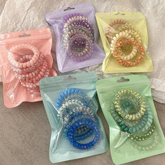 6pcs Floral Print Spiral Hair Tie Elastic Ponytail Holder Hair Accessories