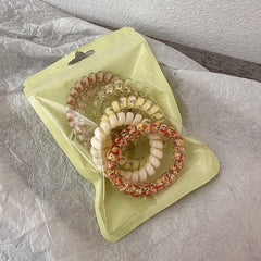 6pcs Floral Print Spiral Hair Tie Elastic Ponytail Holder Hair Accessories
