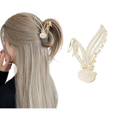 Women's Rhinestone Rabbit Hair Claw Metal Ponytail Clip