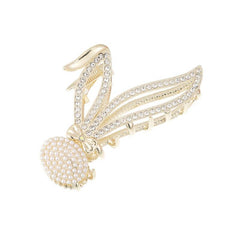 Women's Rhinestone Rabbit Hair Claw Metal Ponytail Clip