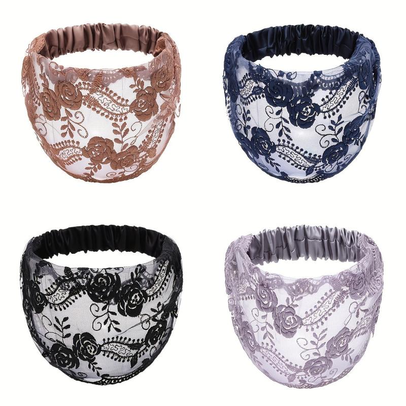 Vintage Flower Headband Lace Hair Band Stretchy Headdress Hair Accessories