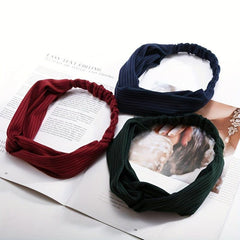 6pcs Knotted Style Solid Stretchy Headbands for Women