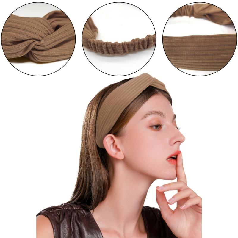 6pcs Knotted Style Solid Stretchy Headbands for Women
