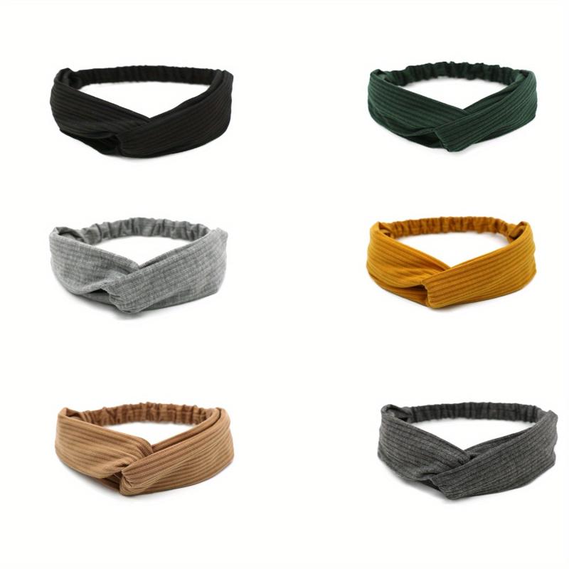 6pcs Knotted Style Solid Stretchy Headbands for Women