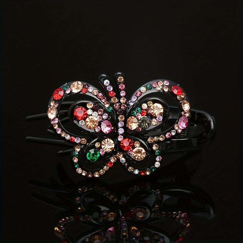 Colorful Hollow Butterfly Hair Clip Rhinestone Hairpin Headwear