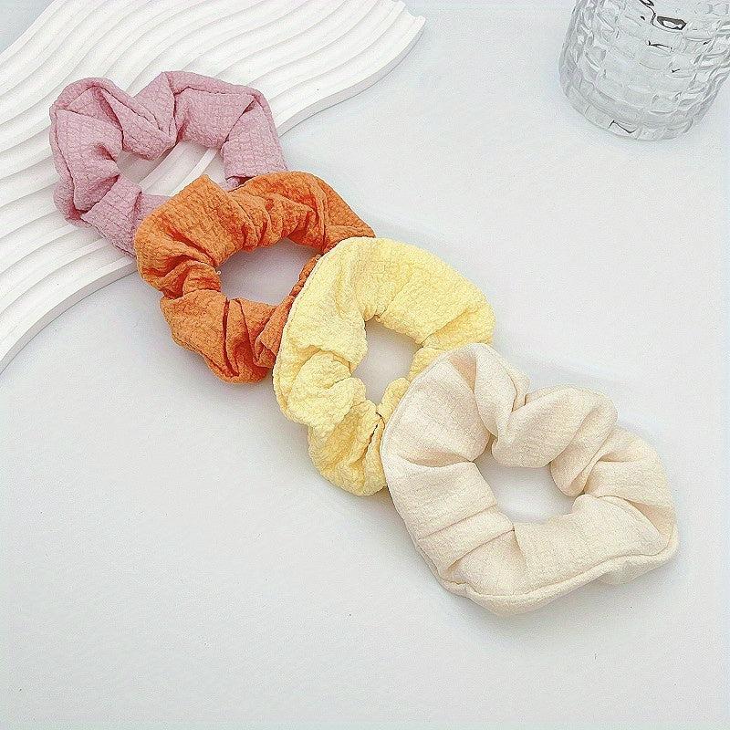 4PCS Fabric Hair Tie Elastic Scrunchie Seamless Hair Rope Accessories