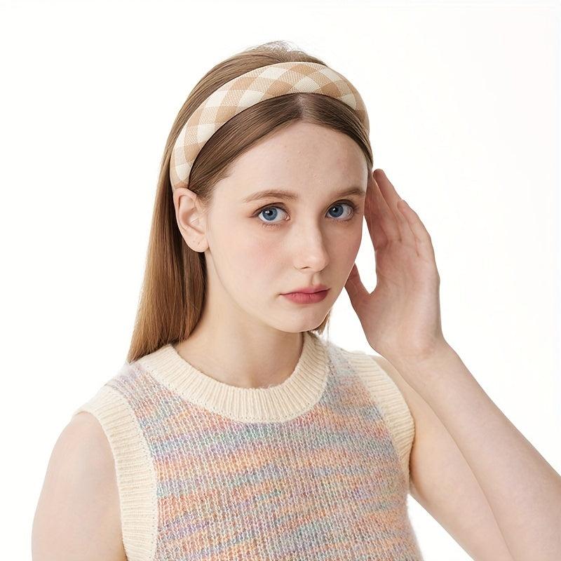 Checkered Bow Headband Sweet Headdress Hair Accessories for Women Girls