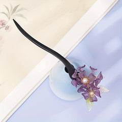 Wooden Hairpin Ancient Style Flower Hairpin Purple Hairpin Lady Headdress