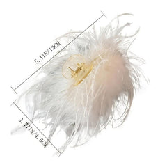 Vintage Plush Feather Hair Claw Clip Strong Hold Grip Hair Jaw Clip
