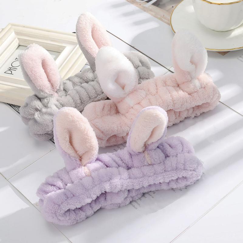 Easter Rabbit Ear Headband Wash Face Makeup Spa Hair Band Headwrap