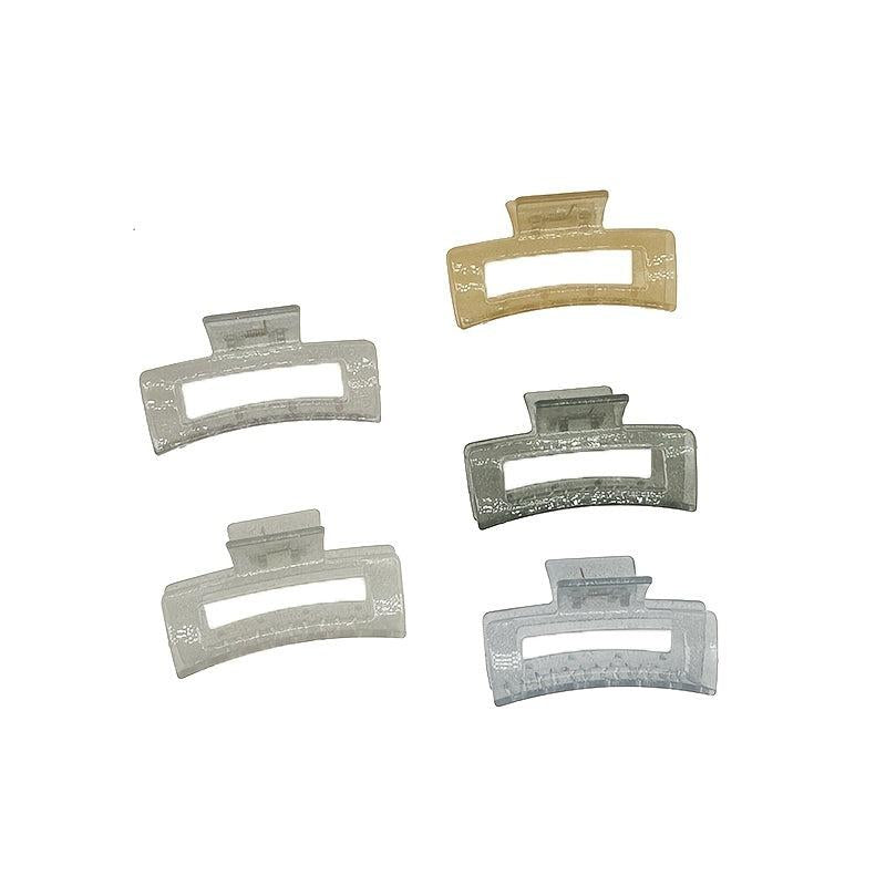 5pcs Strong Hold Hair Claw Clips Transparent & Solid Hair Jaw Clamp