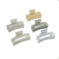 5pcs Strong Hold Hair Claw Clips Transparent & Solid Hair Jaw Clamp