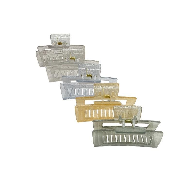 5pcs Strong Hold Hair Claw Clips Transparent & Solid Hair Jaw Clamp