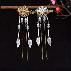 Chinese Style Flower Hair Clip Faux Pearl Floral Hair Accessory