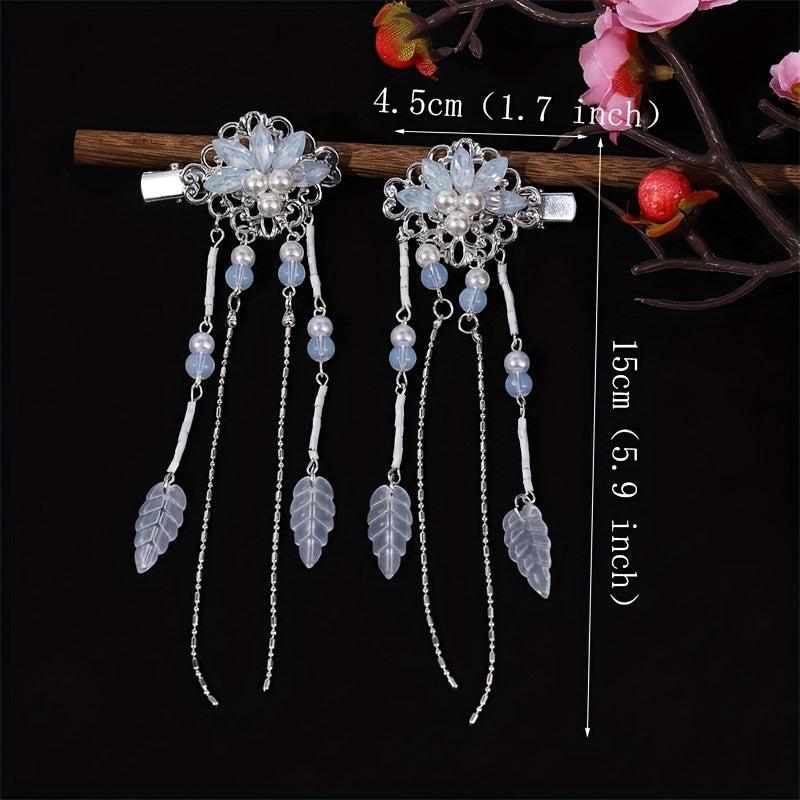 Chinese Style Flower Hair Clip Faux Pearl Floral Hair Accessory
