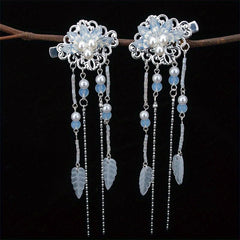 Chinese Style Flower Hair Clip Faux Pearl Floral Hair Accessory