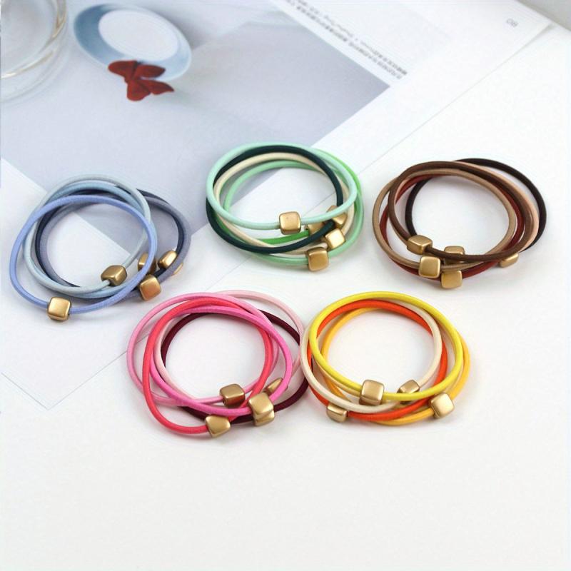 25pcs Women's Square Hair Tie Head Rope Rubber Band Hair Accessory