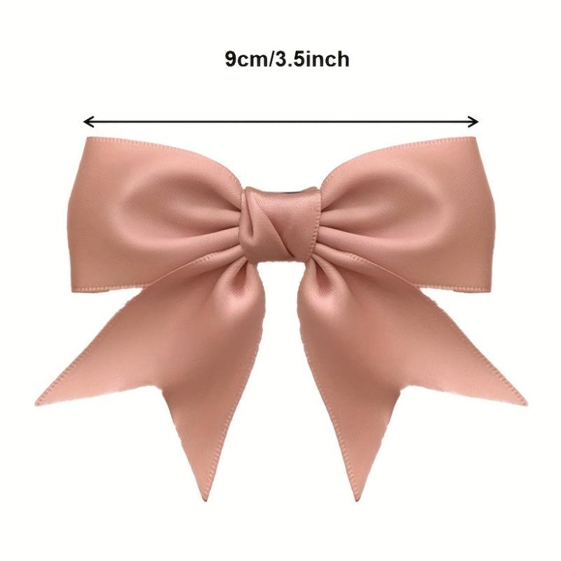 2pcs Solid Bow Decor Hair Clip Sweet Bowknot Duck Billed Clip