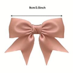 2pcs Solid Bow Decor Hair Clip Sweet Bowknot Duck Billed Clip