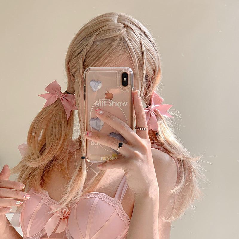 2pcs Solid Bow Decor Hair Clip Sweet Bowknot Duck Billed Clip