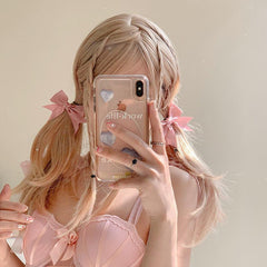 2pcs Solid Bow Decor Hair Clip Sweet Bowknot Duck Billed Clip
