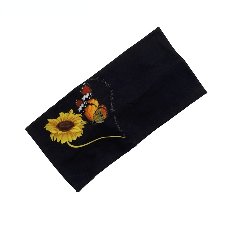 Sunflower Exercise Pastoral Style Headband Stretch Wide Brim Sports Sweatband