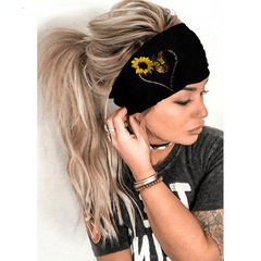 Sunflower Exercise Pastoral Style Headband Stretch Wide Brim Sports Sweatband