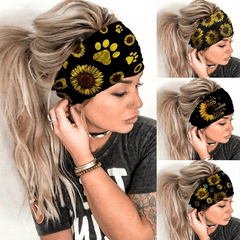 Sunflower Exercise Pastoral Style Headband Stretch Wide Brim Sports Sweatband