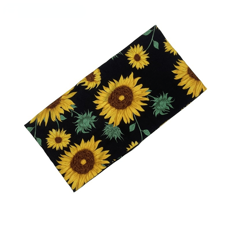 Sunflower Exercise Pastoral Style Headband Stretch Wide Brim Sports Sweatband