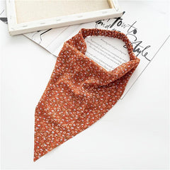 5pcs Floral Pattern Headband Chiffon Elastic Headscarf Triangular Headscarf