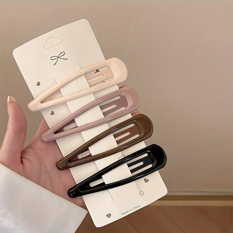 4pcs Large Glossy Snap Clip Hair Clip for Women Girls Baby