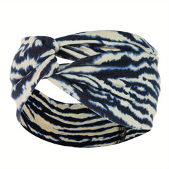 Bohemian Flower Printed Hair Band Knitted Headband Sweat-absorbing