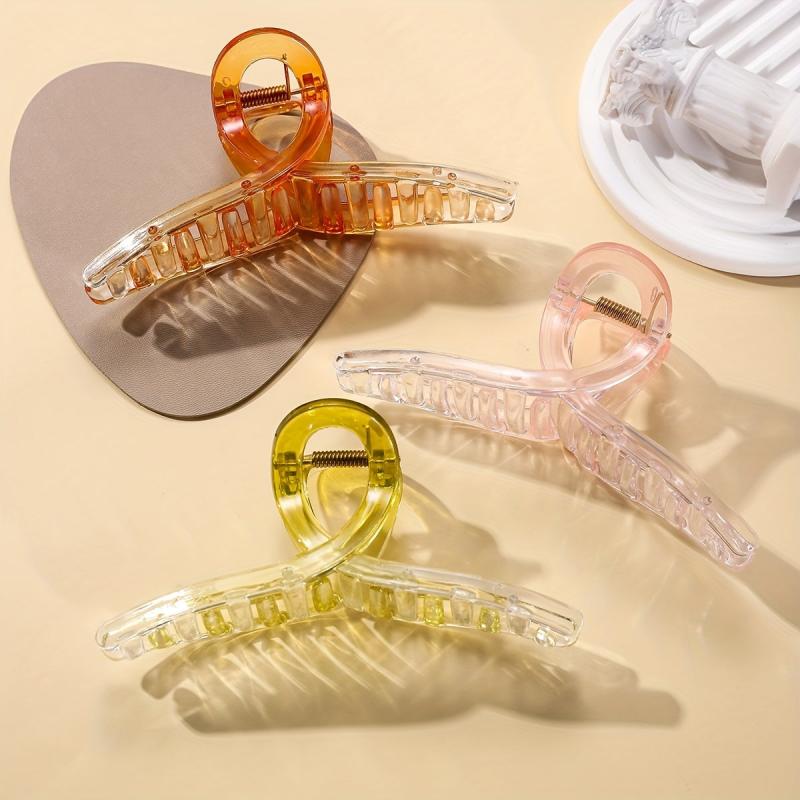 3pcs Jelly Hair Claw Clip Style Hair Claw Nonslip Ponytail Holder