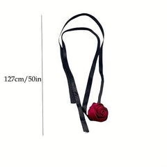 Vintage Rose Flower Choker Necklace Hair Rope Tie For Women